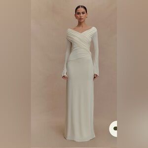 Meshki Cream Long Sleeve Gown